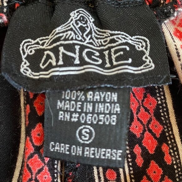 Angie Women's Black and Red Aztec Print Elastic Waistband Shorts Size S Boho - Picture 3 of 7